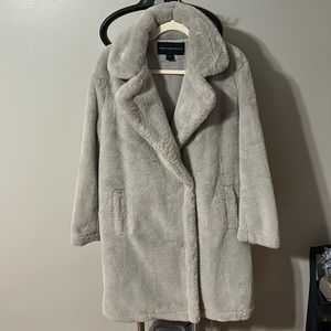 French Connection mid length faux fur coat